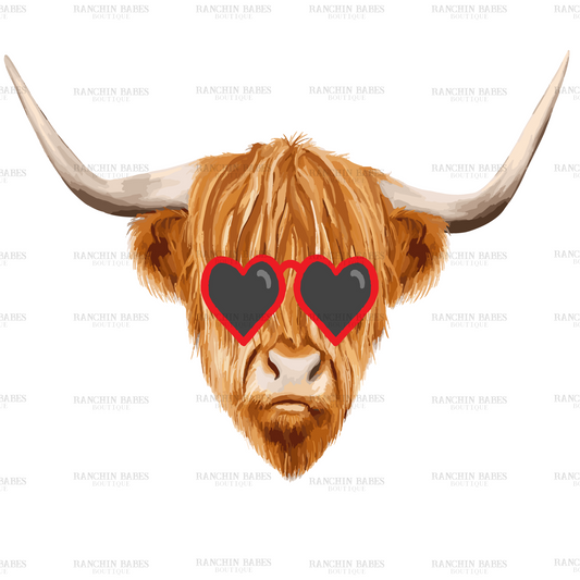 Valentine's Highland Cow DTF Transfer