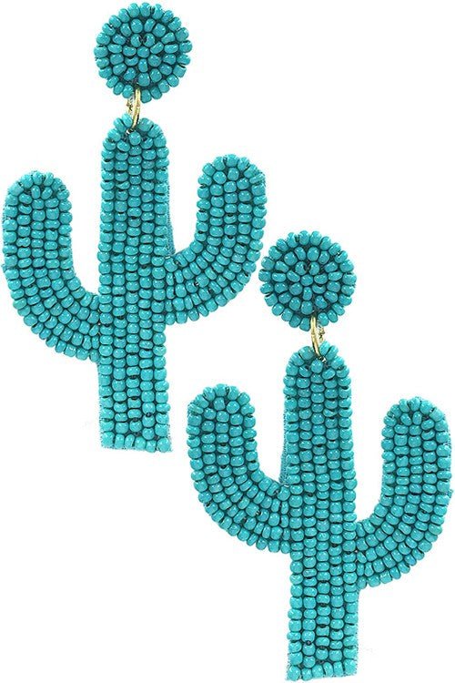 Beaded Cactus Earrings - Ranchin Babes Boutique